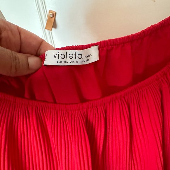 Mango Pleated Red Ruffle Dress - Picture 8 of 8
